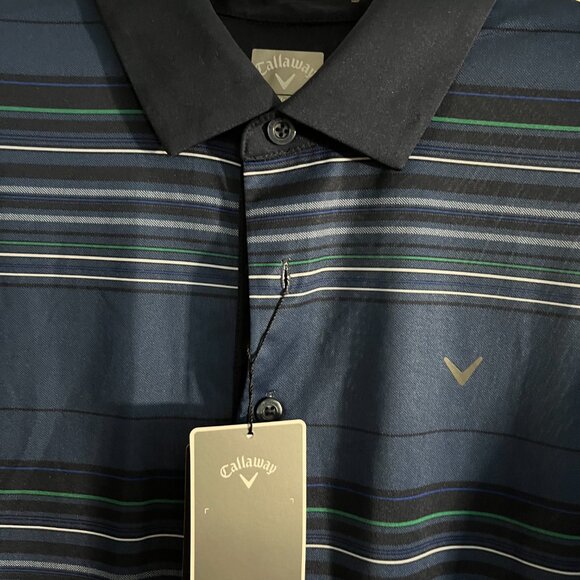 BNWT CALLAWAY Short Sleeve Performance Polo in blue striped (M) - Picture 4 of 5